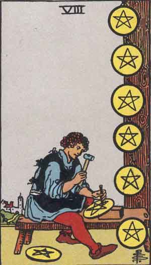 Eight of Pentacles tarot card